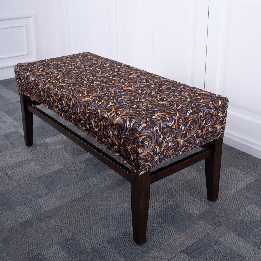 Golden & Black Pattern Elastic Bench Cover