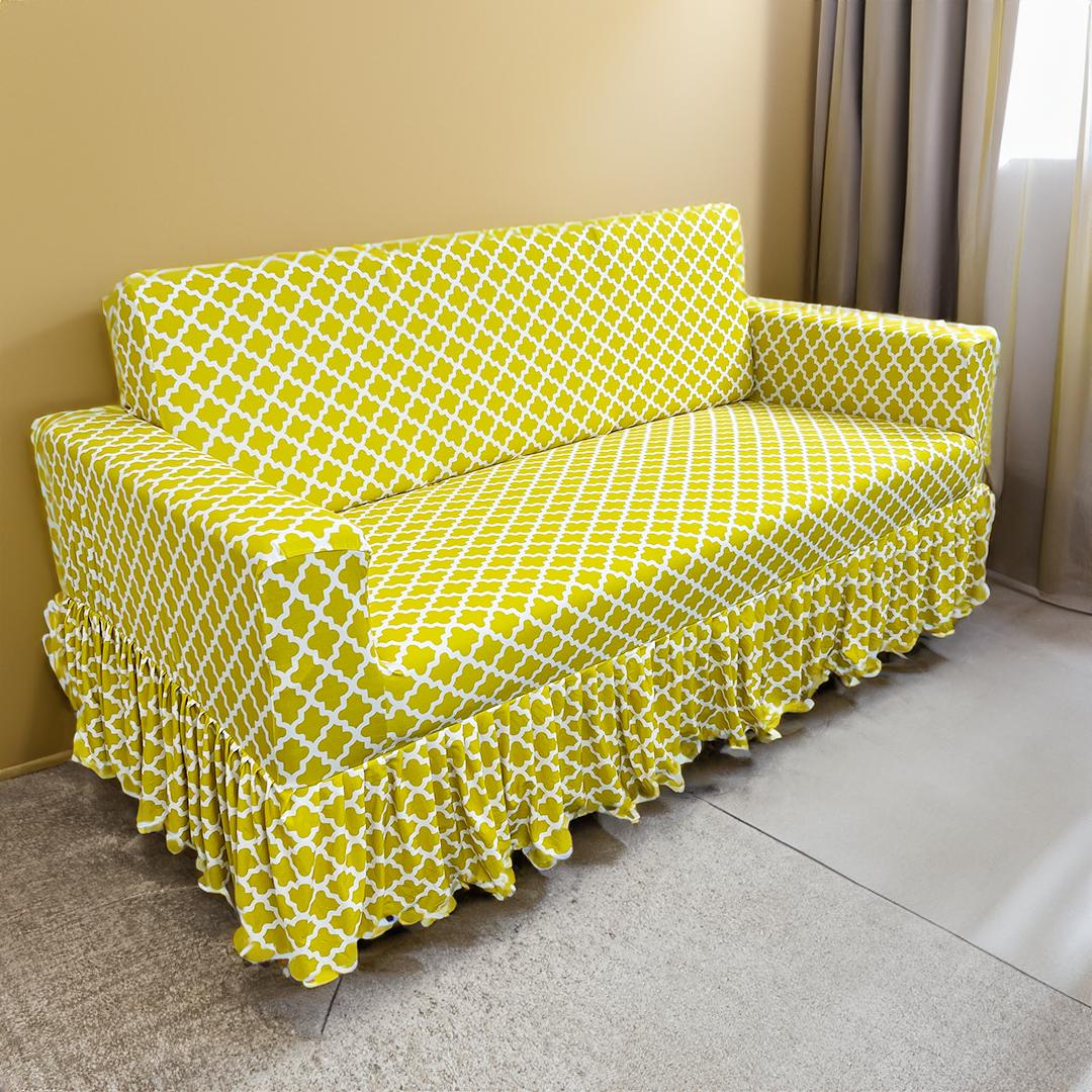 Crisp Yellow Elastic Printed frills covers