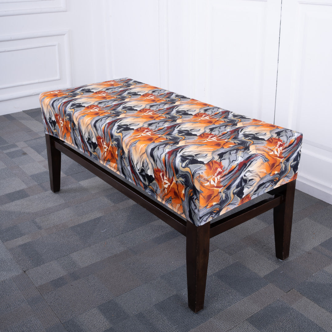 Orange Abstract  Elastic Bench Cover