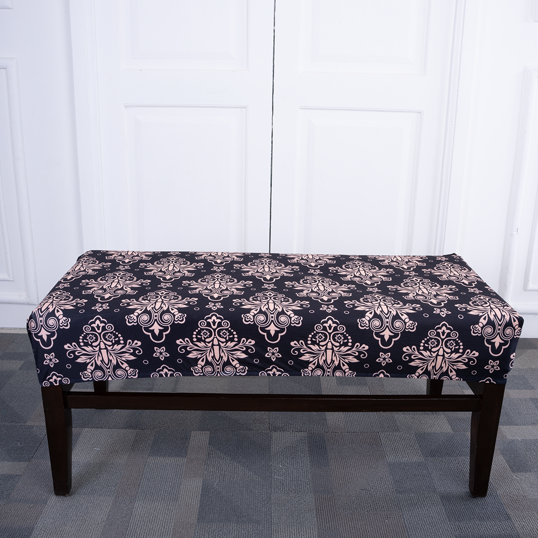 Beige & Black Elastic Bench Cover